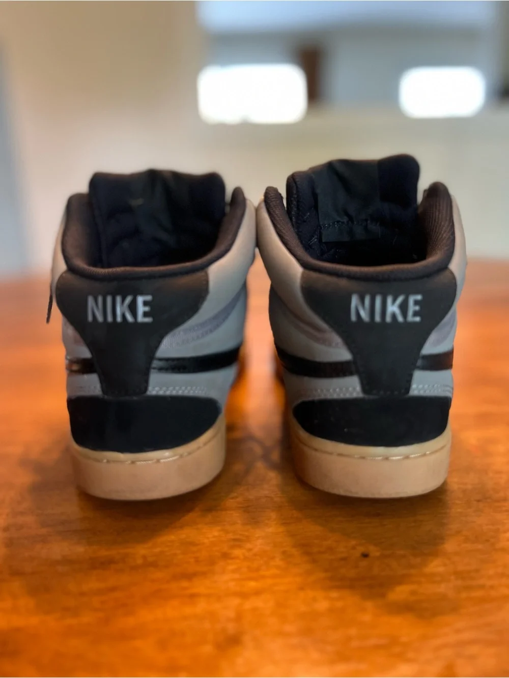 Nike Men’s Light Gray and Black Low-Top Sneakers with Gum Sole